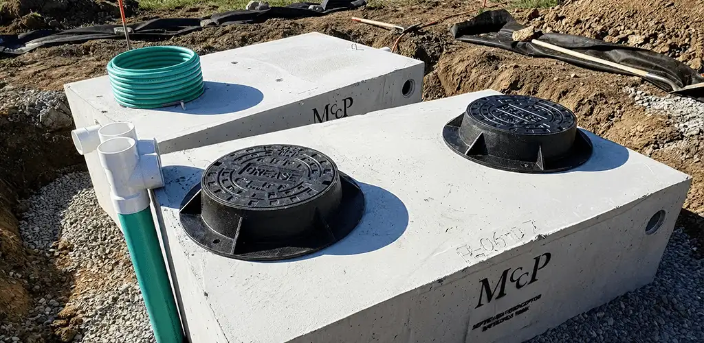 Grease trap installation unit set in place for drainage protection in Erie, PA