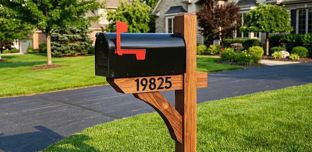 New mailbox installation with post and address number for a home in Erie, PA