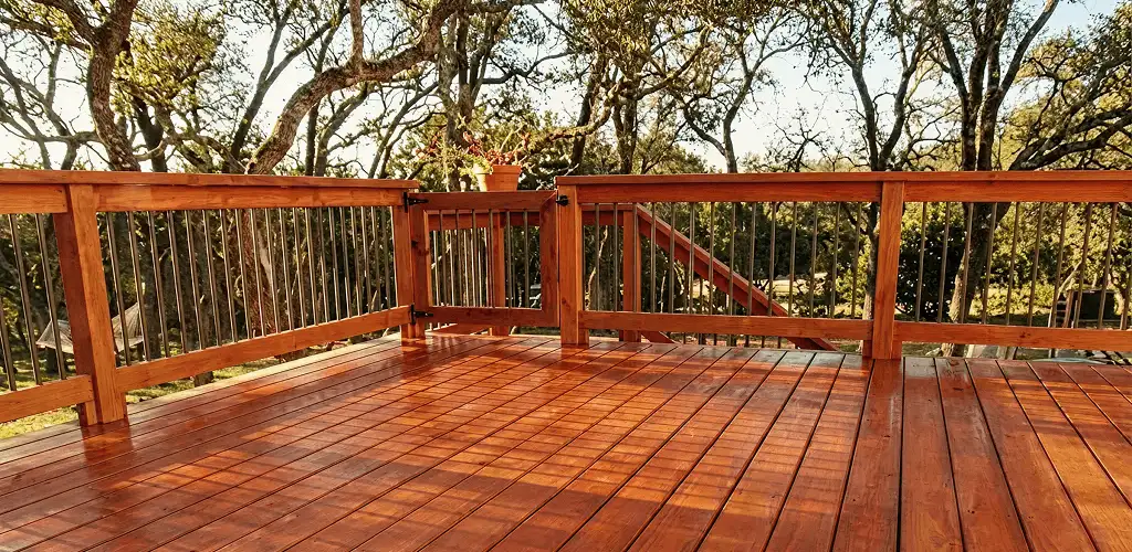 Deck sealing results with a freshly sealed wood deck in Erie, PA